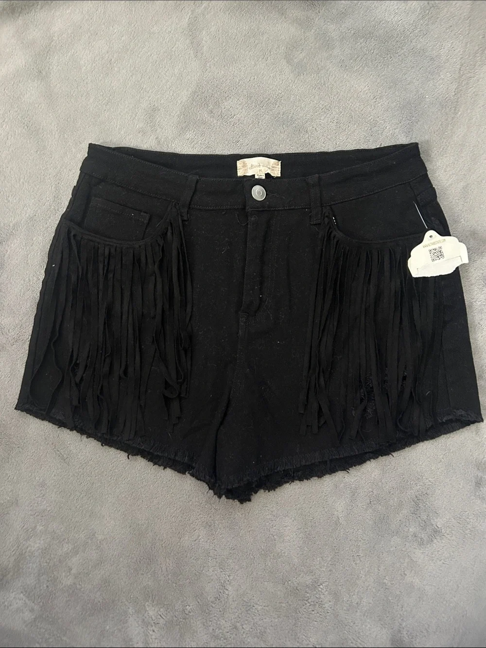 Altar'd State Black Fringe Denim Shorts